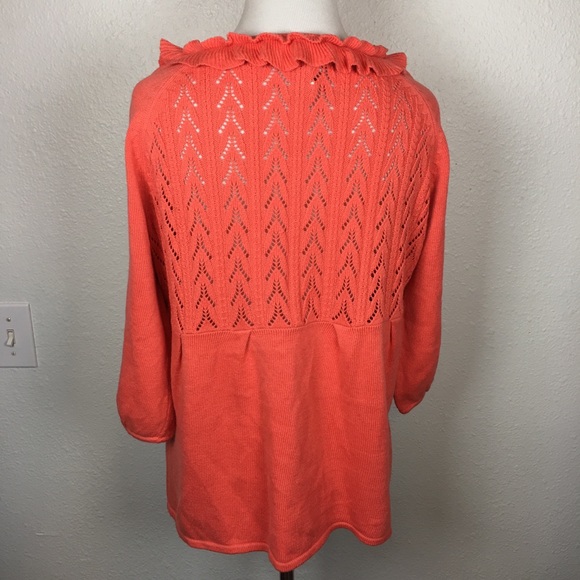 Fossil cashmere blend coral orange cardigan large - Picture 2 of 7